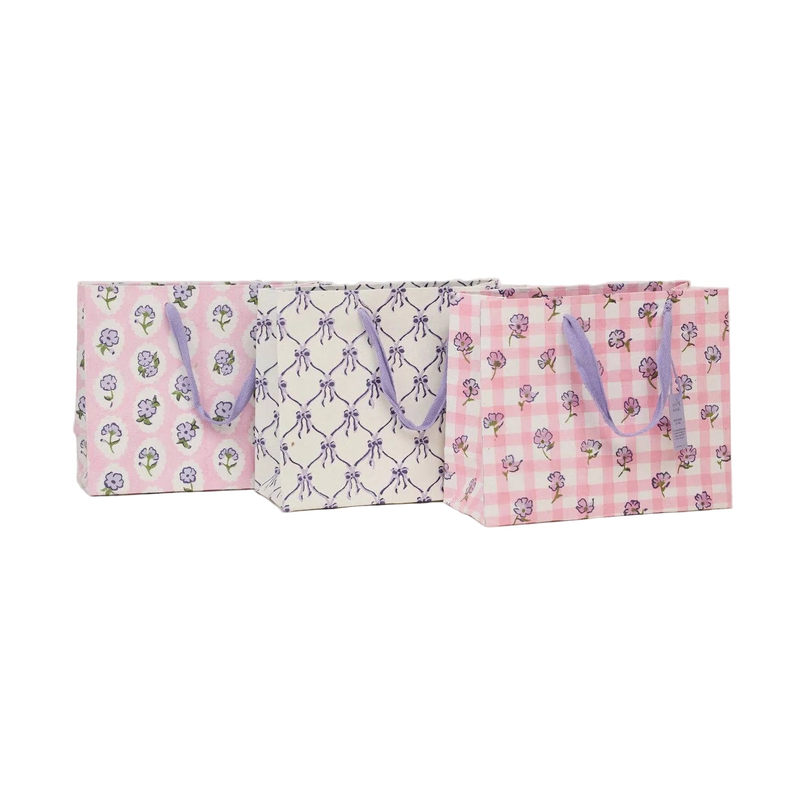 Hand Block Printed Gift Bags Medium | Violet Meringue