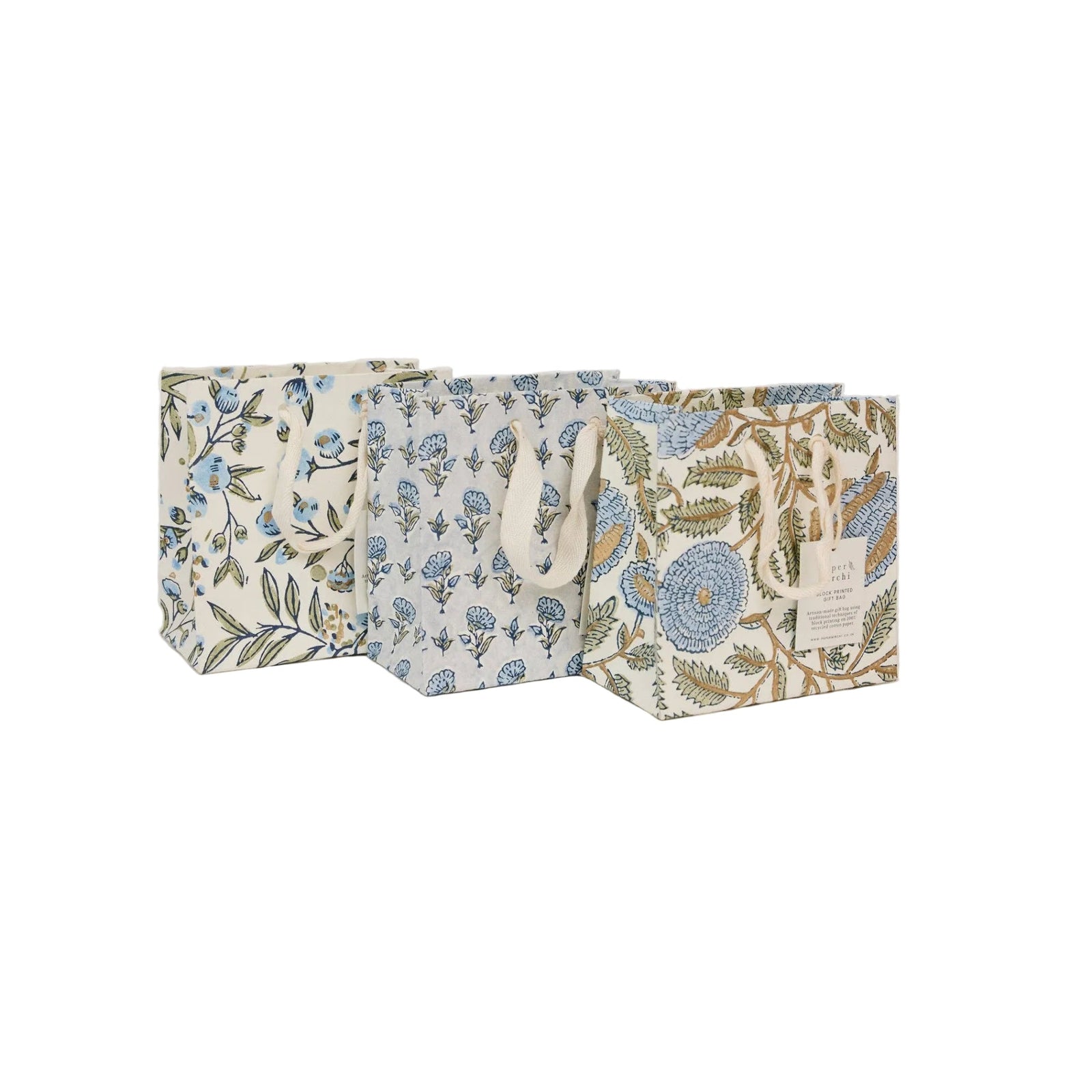 Hand Block Printed Gift Bags Small | Blue Stone Refresh