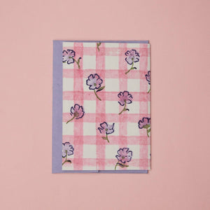 Hand Block Printed Greeting Card | Gingham Violet Meringue