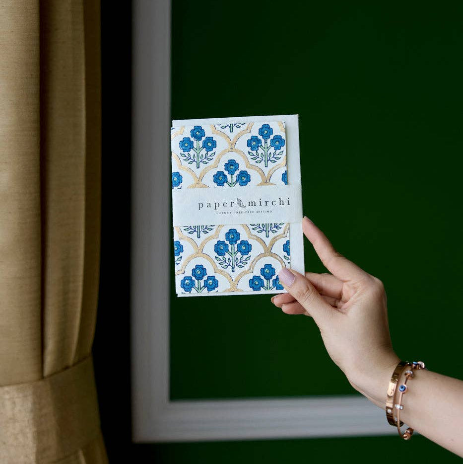 Hand Block Printed Greeting Card | Trellis Indigo