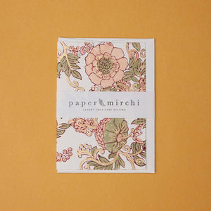 Hand Block Printed Greeting Card | Wild Rose Terracotta