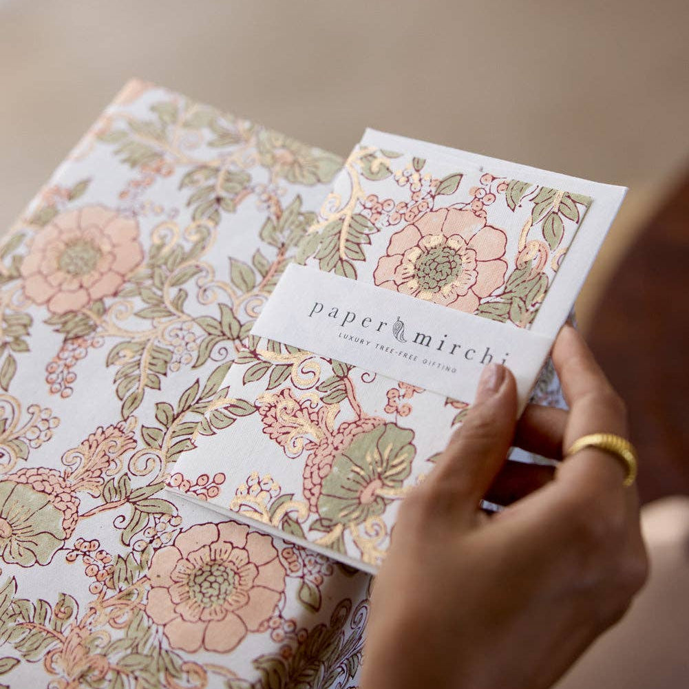 Hand Block Printed Greeting Card | Wild Rose Terracotta