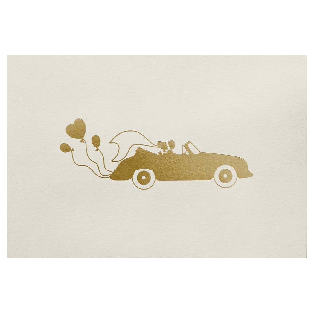 Hand Engraved Wedding Card | Car & Balloons