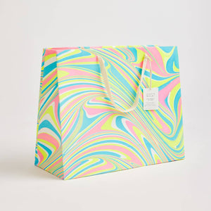 Hand Marbled Gift Bags Large | Neon