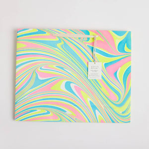 Hand Marbled Gift Bags Large | Neon