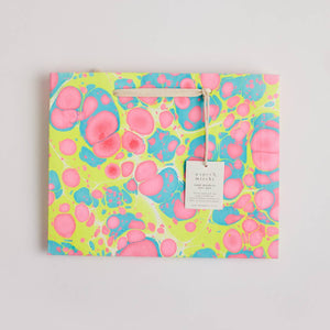 Hand Marbled Gift Bags Large | Neon