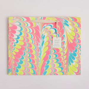 Hand Marbled Gift Bags Large | Neon