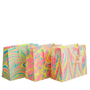 Hand Marbled Gift Bags Large | Neon