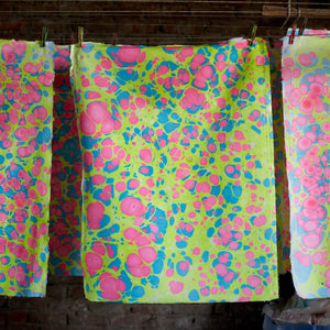 Hand Marbled Gift Bags Large | Neon