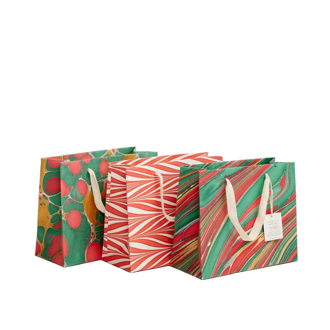 Hand Marbled Gift Bags Medium | Christmas Glitz