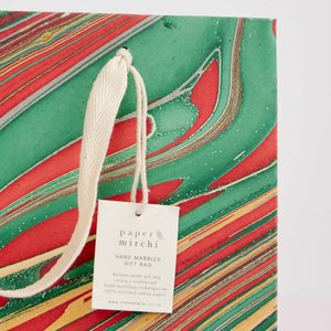 Hand Marbled Gift Bags Medium | Christmas Glitz