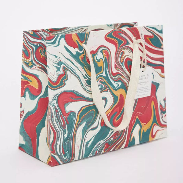 Hand Marbled Gift Bags Medium | Christmas Splendour - MATERIAL26