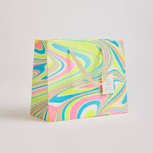 Hand Marbled Gift Bags Medium | Neon