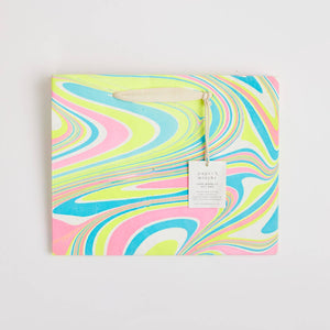 Hand Marbled Gift Bags Medium | Neon