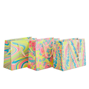 Hand Marbled Gift Bags Medium | Neon