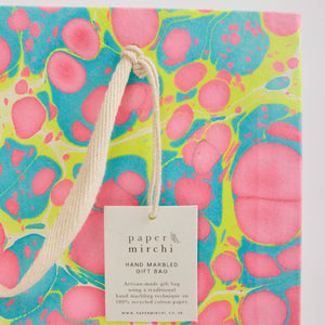 Hand Marbled Gift Bags Medium | Neon