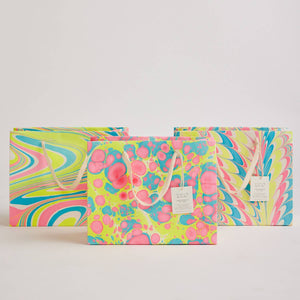 Hand Marbled Gift Bags Medium | Neon