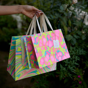 Hand Marbled Gift Bags Medium | Neon