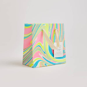 Hand Marbled Gift Bags Small | Neon
