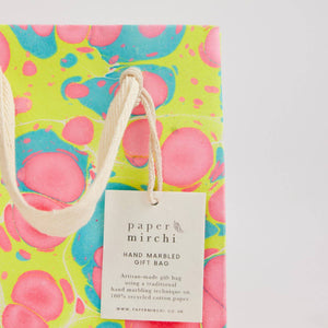 Hand Marbled Gift Bags Small | Neon