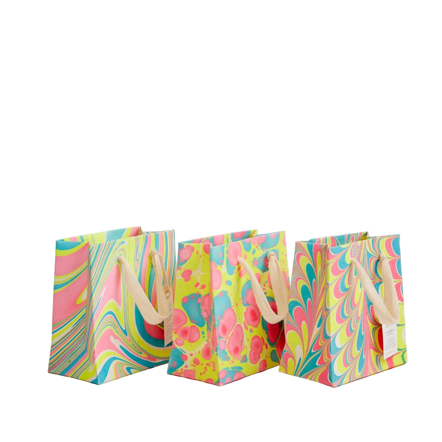 Hand Marbled Gift Bags Small | Neon