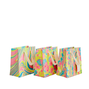 Hand Marbled Gift Bags Small | Neon
