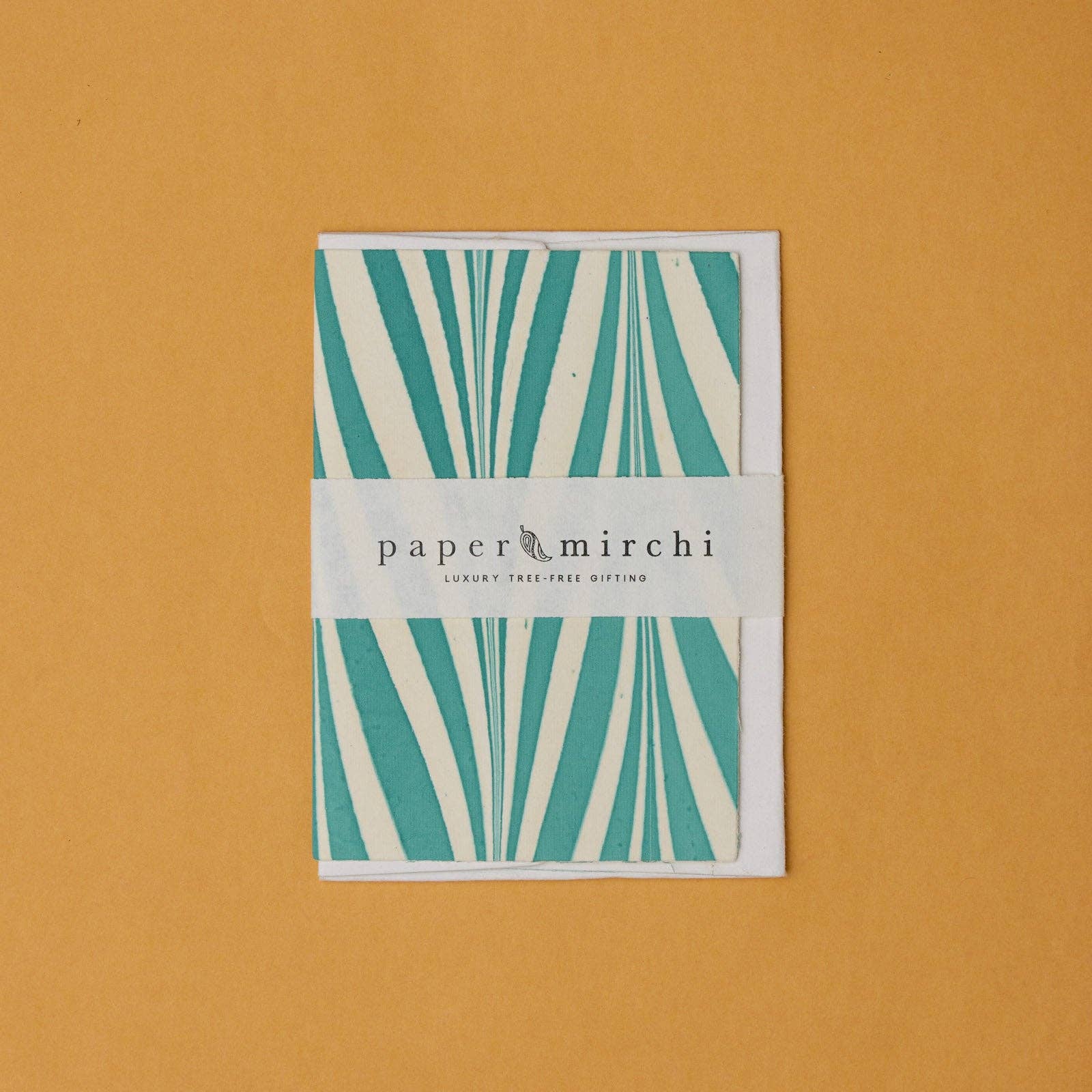 Hand Marbled Greeting Card | Candy Stripes Turquoise
