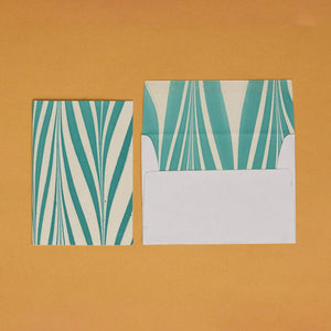 Hand Marbled Greeting Card | Candy Stripes Turquoise