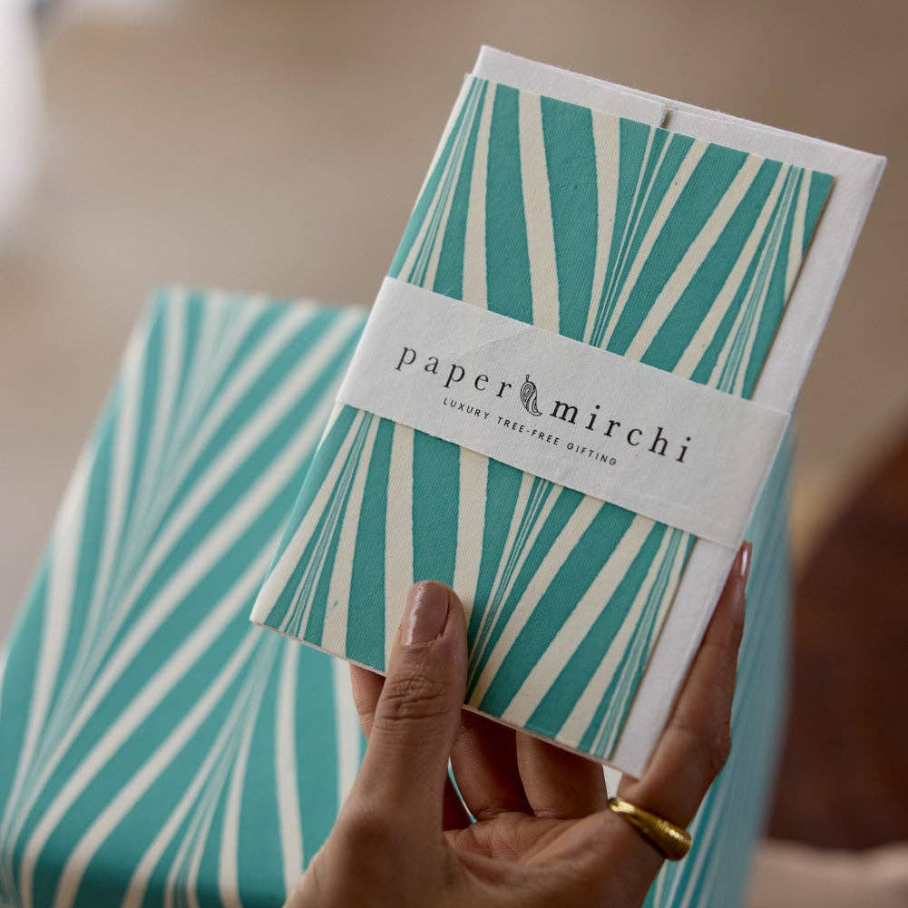 Hand Marbled Greeting Card | Candy Stripes Turquoise