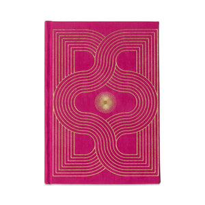 Hard Cover Suede Cloth Journal With Pocket | Fuchsia