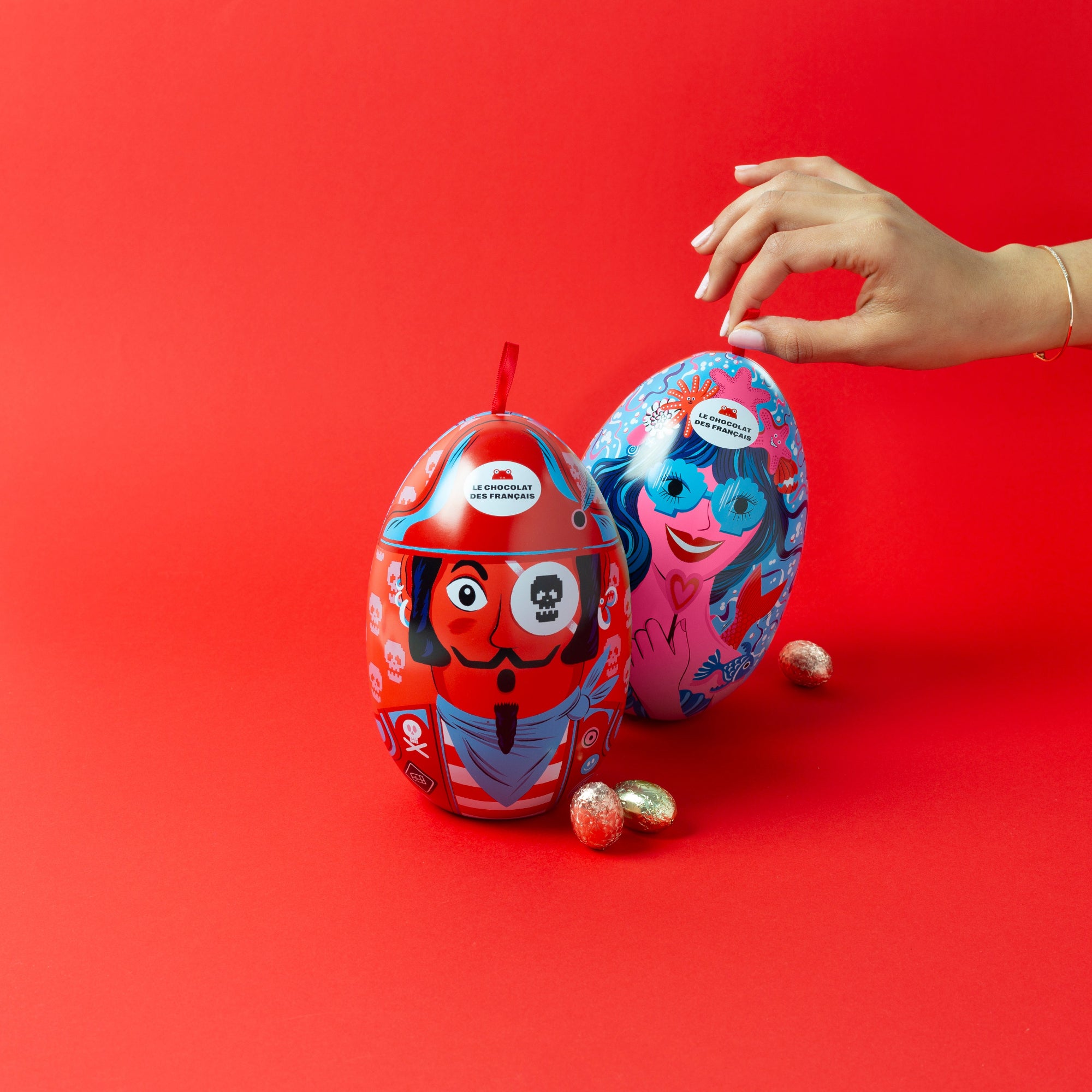 Hazelnut Praliné & Caramel, Milk Chocolate Eggs | Metal Easter Egg