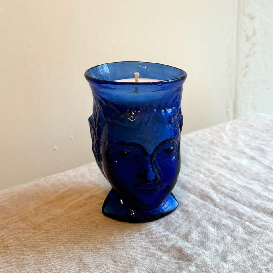 Verre Tête Bougie Blue