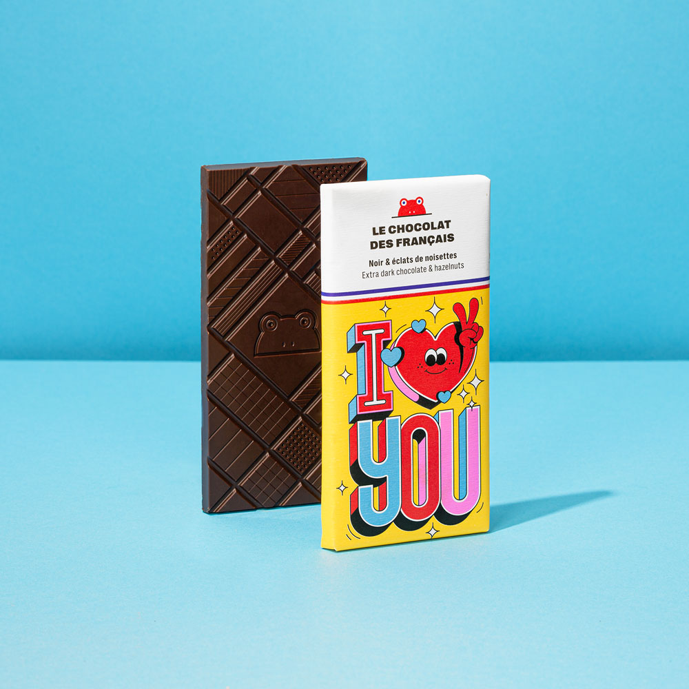 I Love You | Extra Dark Chocolate with Hazelnuts  | Organic