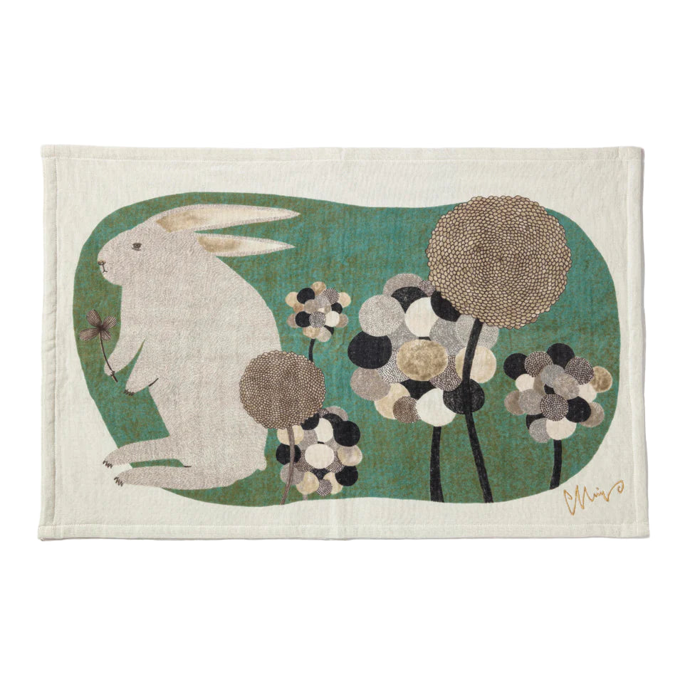 Imabari Tea Towel Rabbit Green