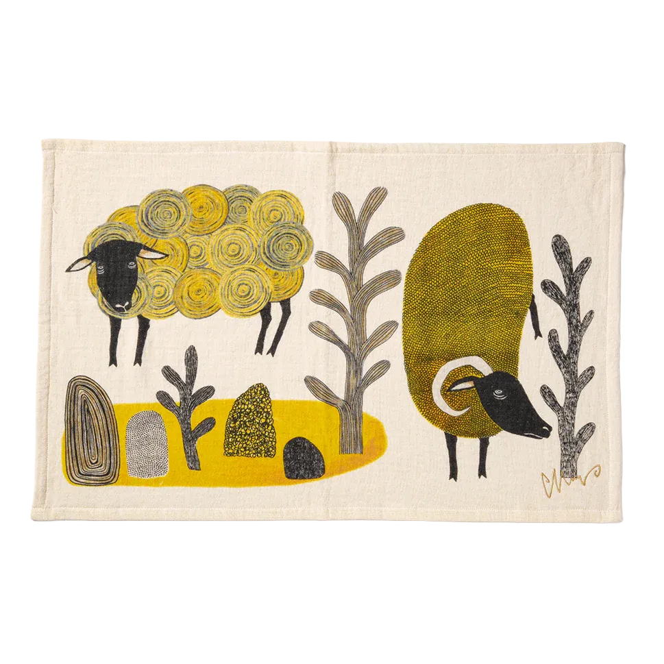 Imabari Tea Towel | Sheep Yellow