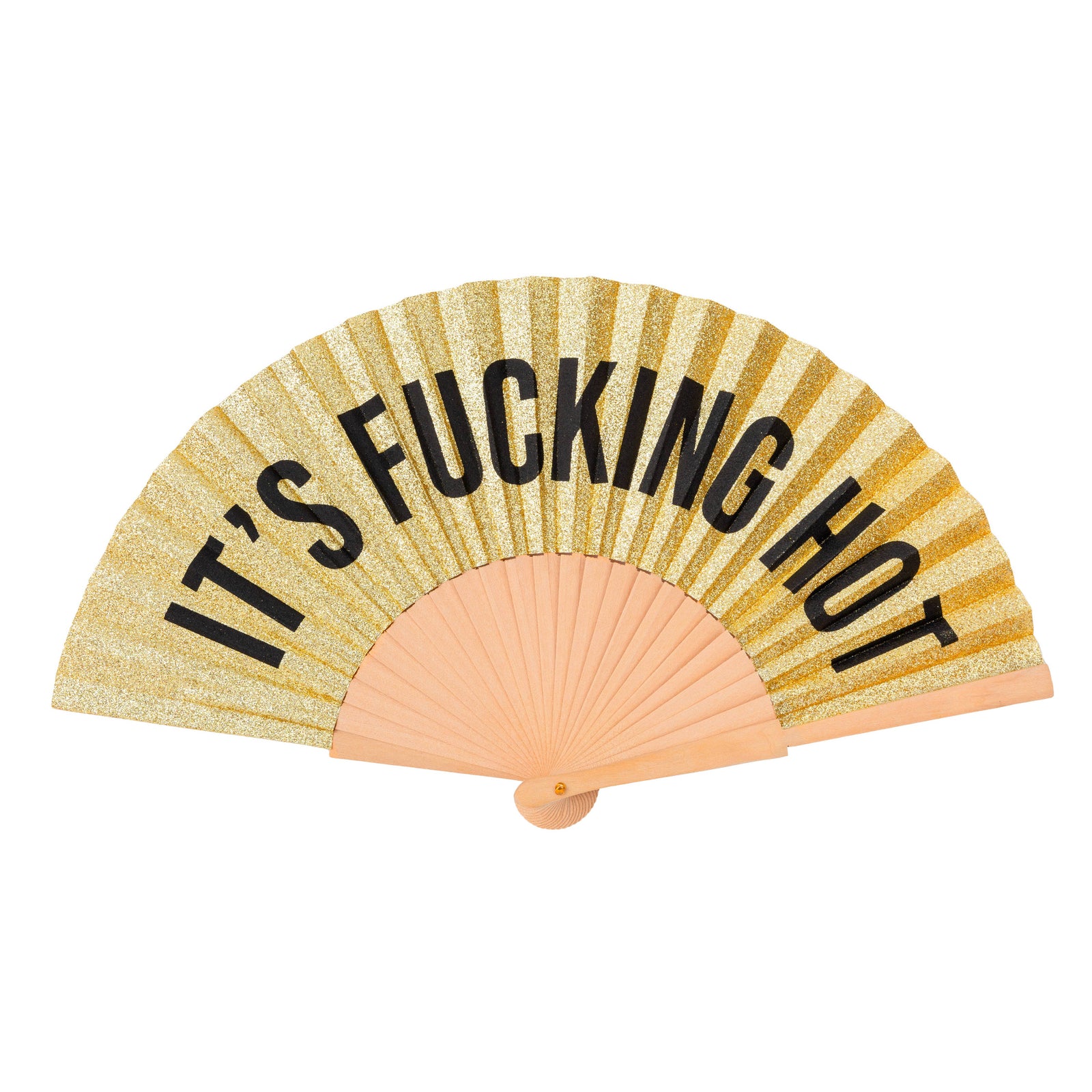 It's Fucking Hot | Gold Glitter Hand Fan
