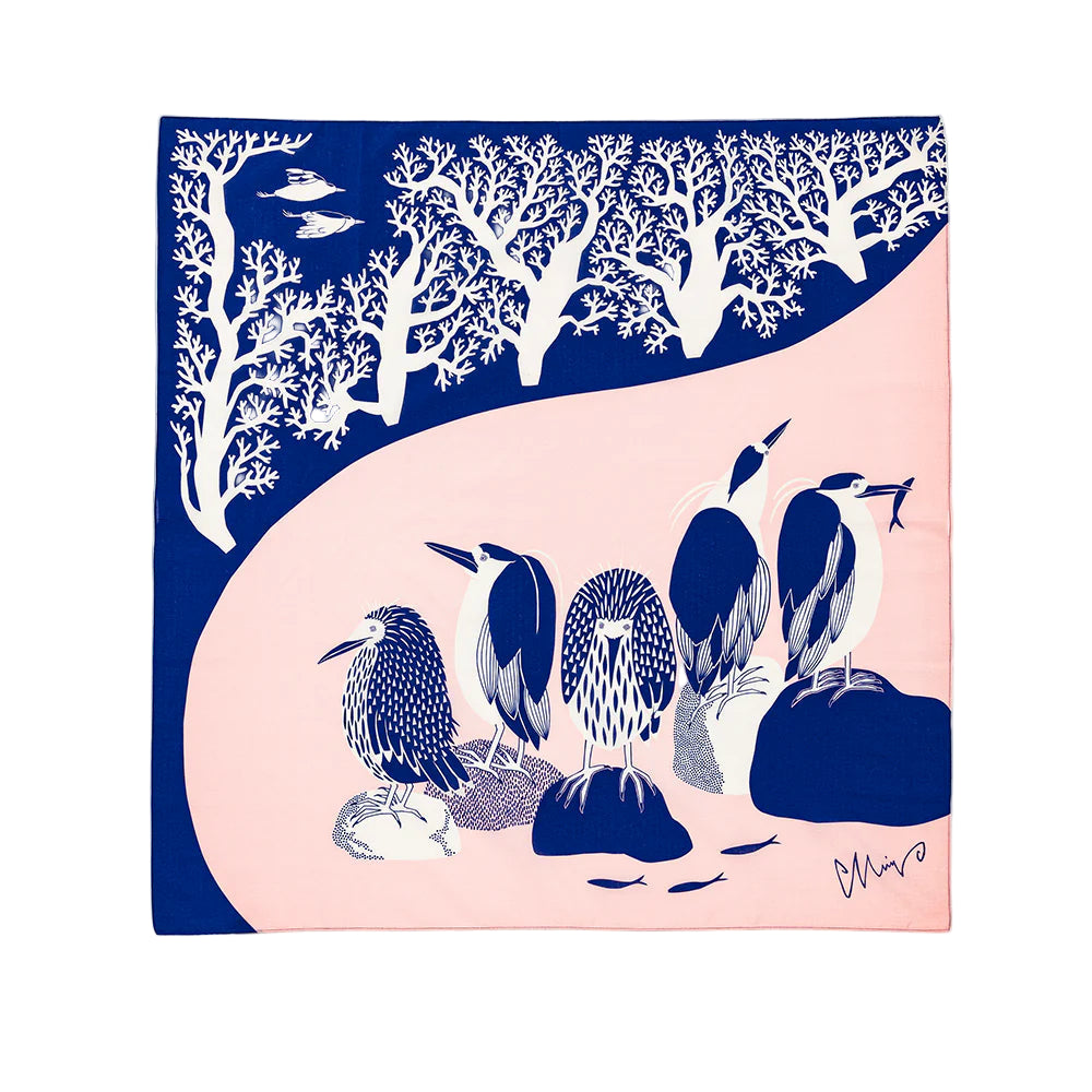 Japanese Fabric Gift Wrap/Scarf | Furoshiki | Komainu in the Garden