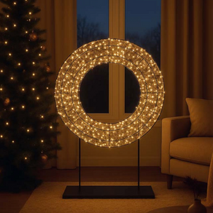 LED XMAS WREATH ON STAND