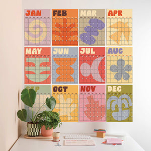 Large Monthly Undated A3 Wall Planner | Earthy Shapes