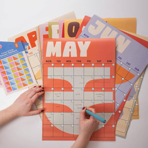 Large Monthly Undated A3 Wall Planner | Earthy Shapes