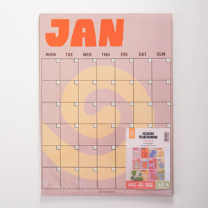 Large Monthly Undated A3 Wall Planner | Earthy Shapes