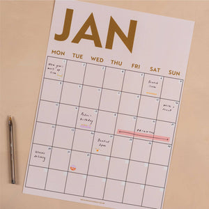 Large Monthly Undated A3 Wall Planner | Simply Bright