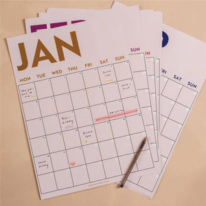 Large Monthly Undated A3 Wall Planner | Simply Bright