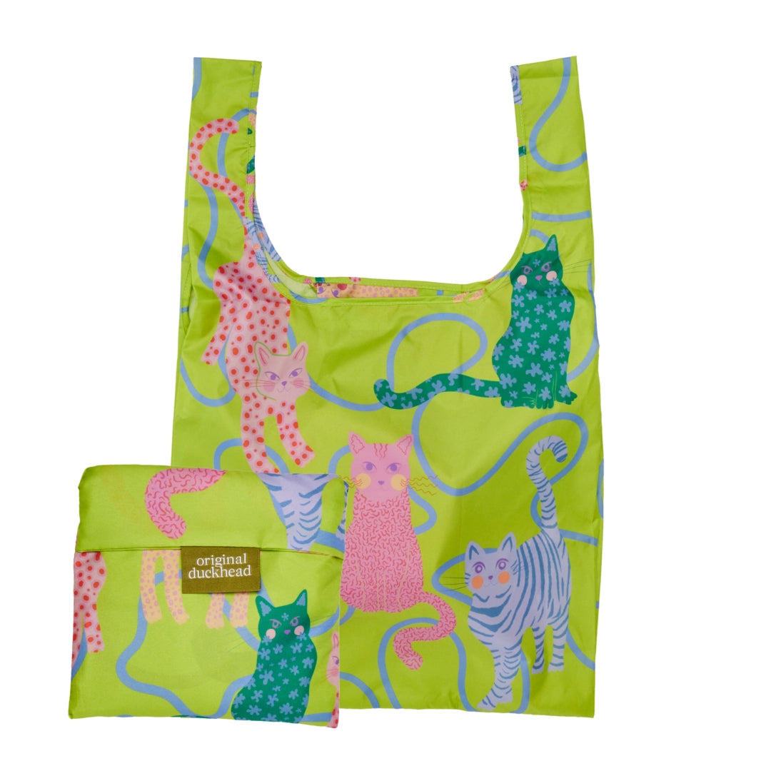 Lime Arty Cats | Reusable Tote Bag