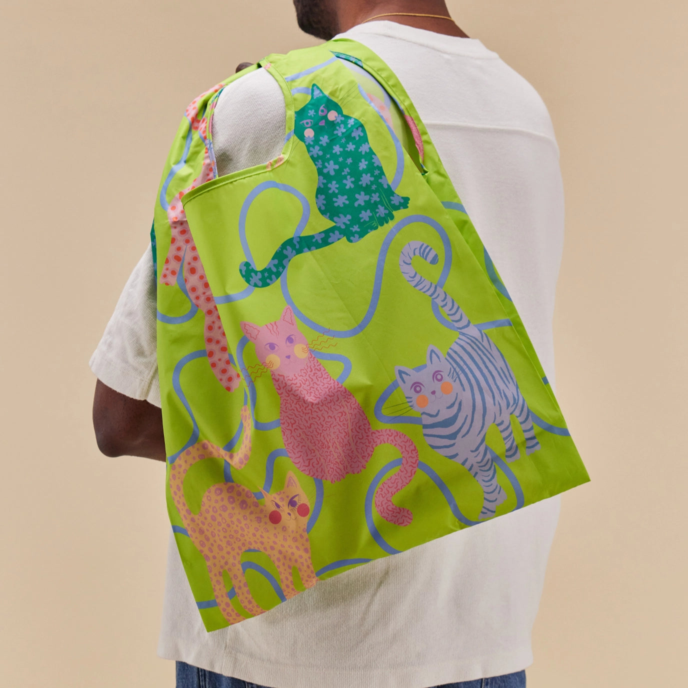 Lime Arty Cats | Reusable Tote Bag