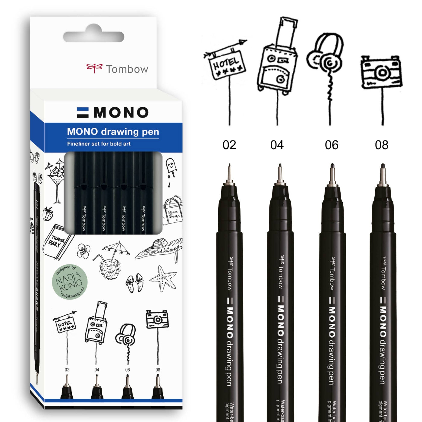 MONO Fineliner Drawing Pen Set of 4