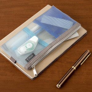 Mesh Book Band Pen Case | Light Blue