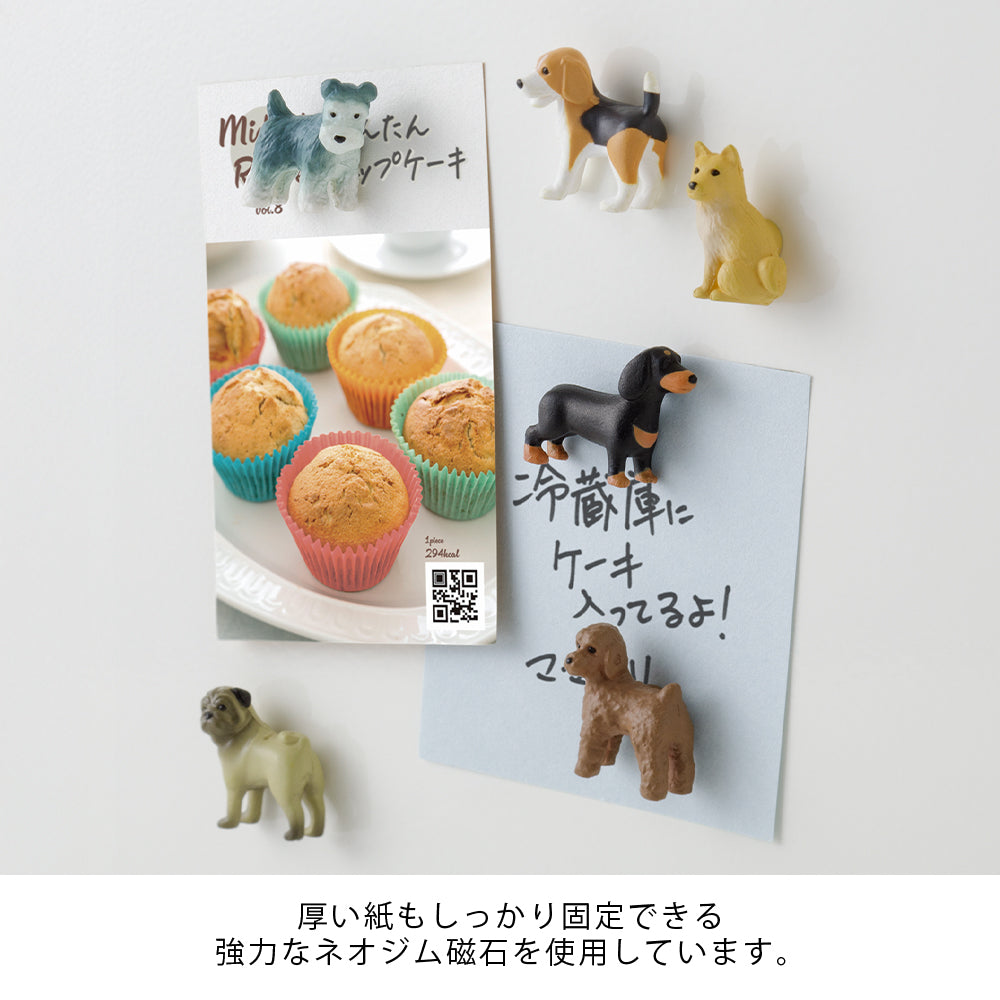 Packaged miniature dog magnets with 'MIDORI' branding on a white background