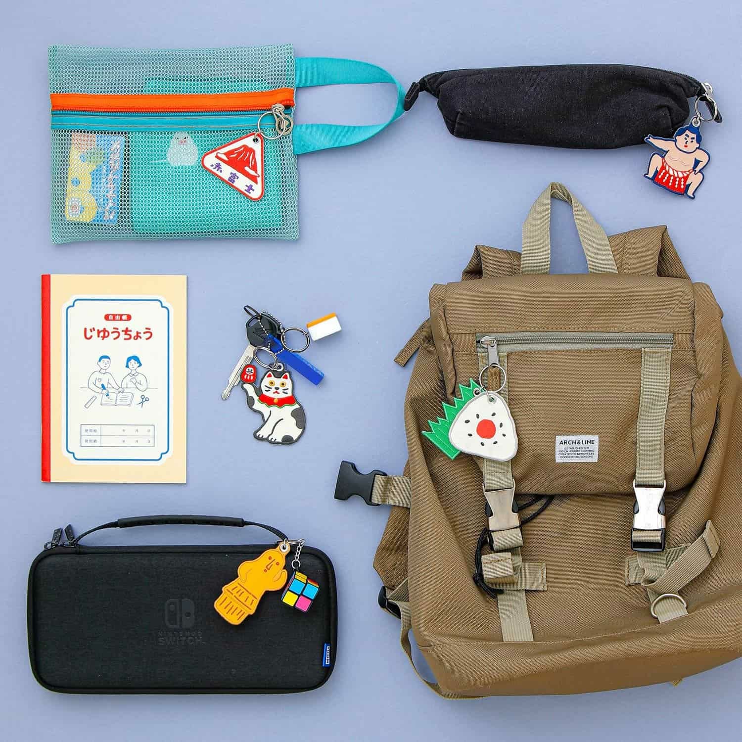 New Retro Stitchwork Keychain Lucky Cat