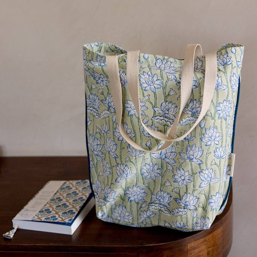 Organic Cotton Tote Bag | Lotus Indigo